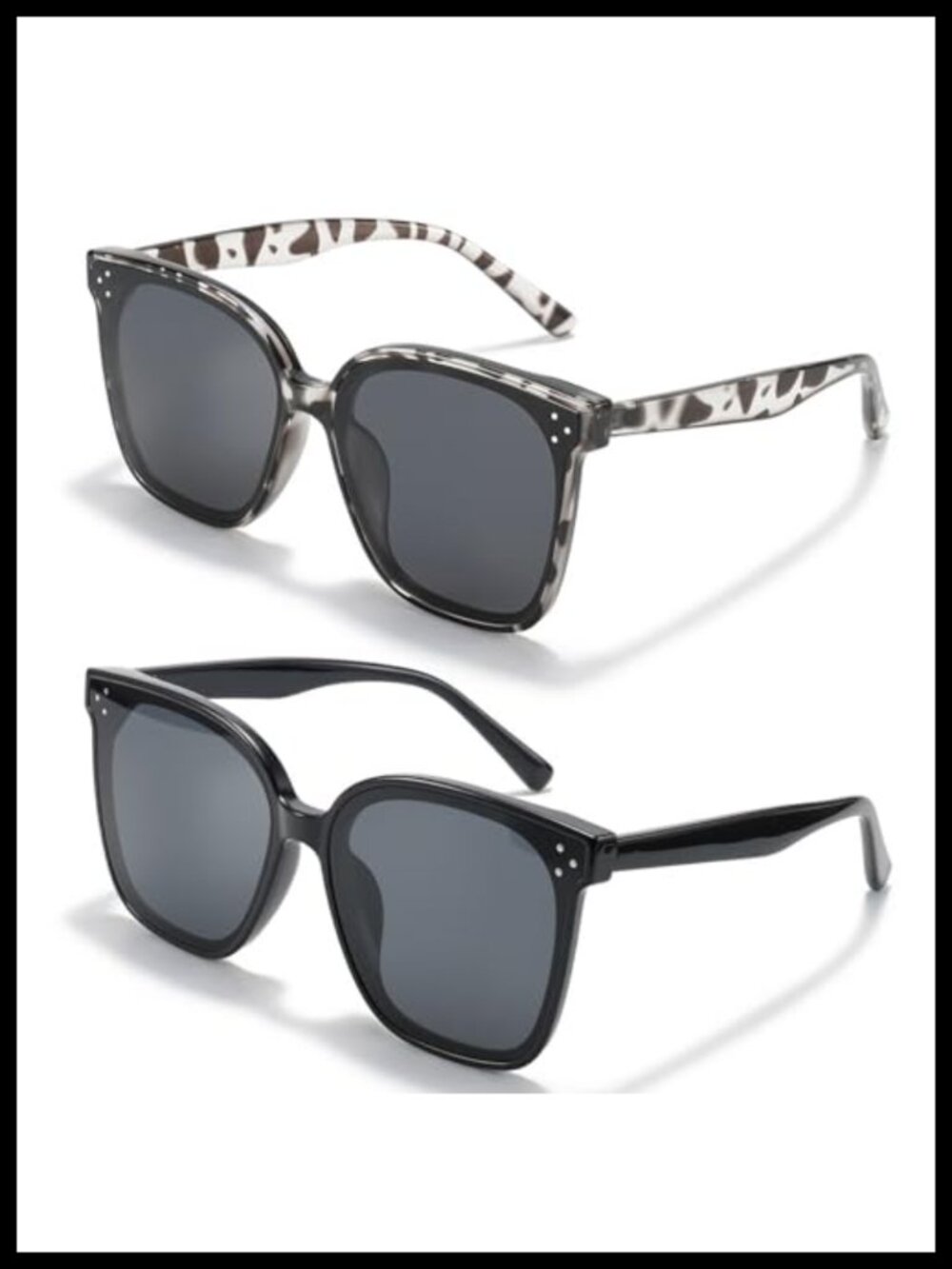 Vintage Oversized Square Sunglasses 2 Pack UV Protection PC Frame